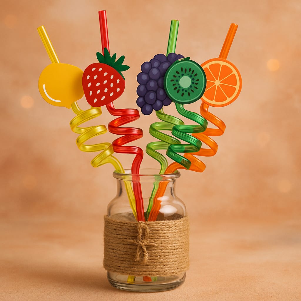 Fruity Fun Spiral Straws – Set of 4