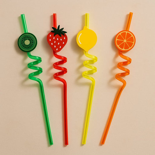 Fruity Fun Spiral Straws – Set of 4