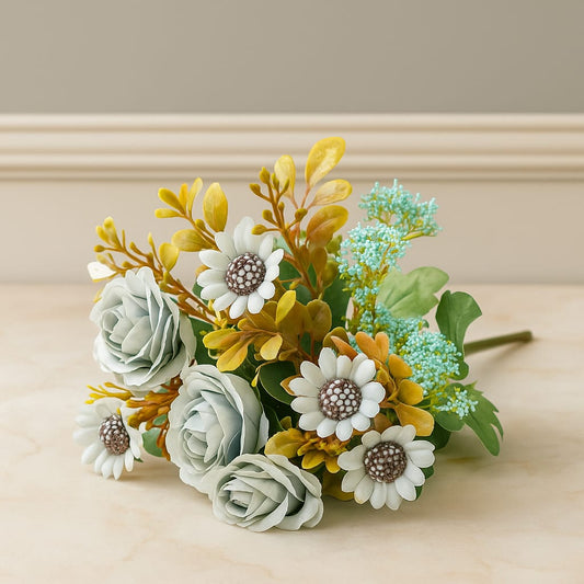 "Frosted Mint Garden – Artificial Floral Bunch"