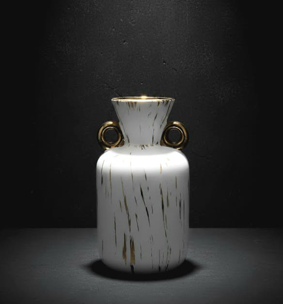 Elegant Gold-Streak Ceramic Vase