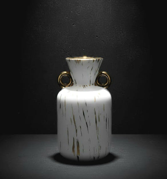 Elegant Gold-Streak Ceramic Vase