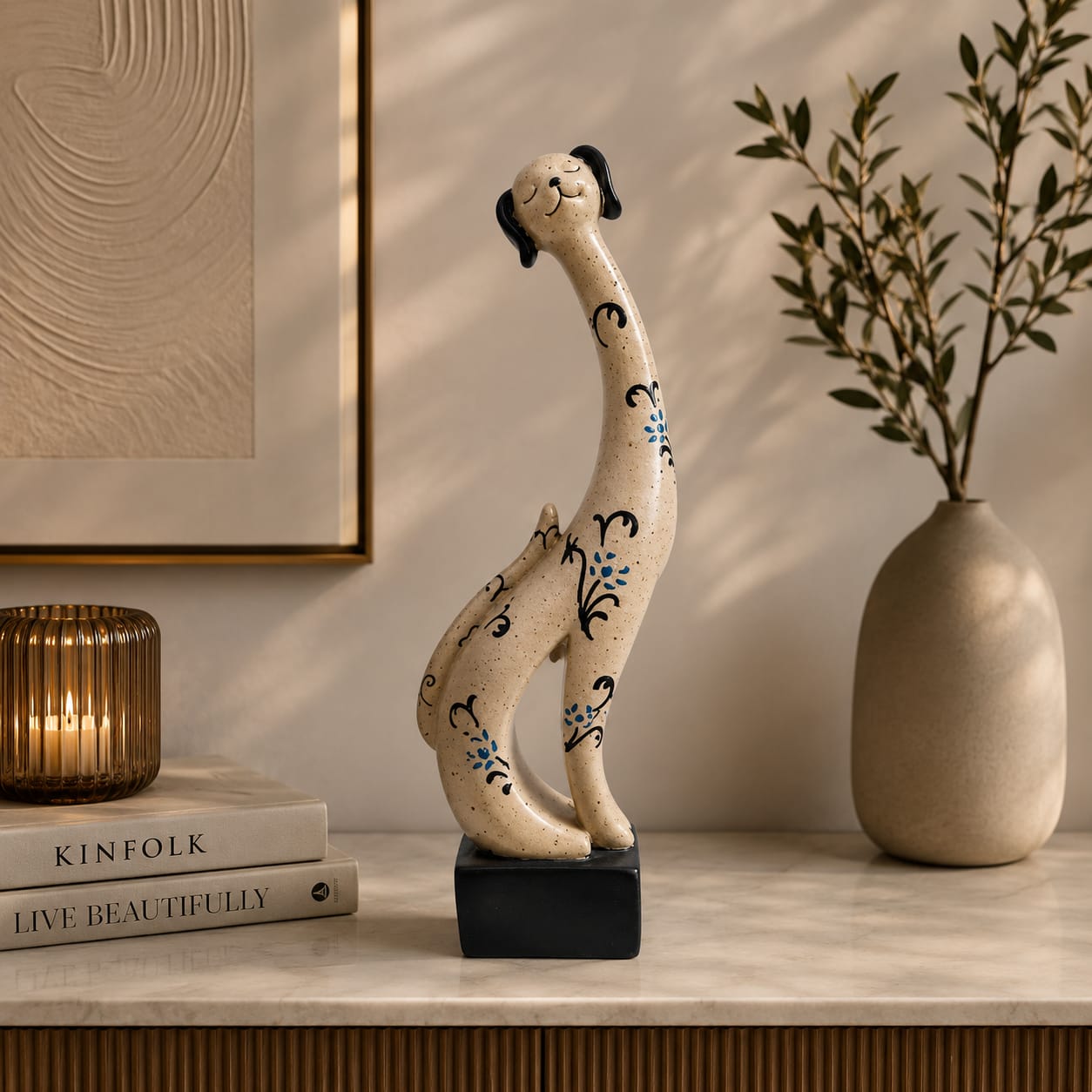 Hand-Painted Dog Sculpture