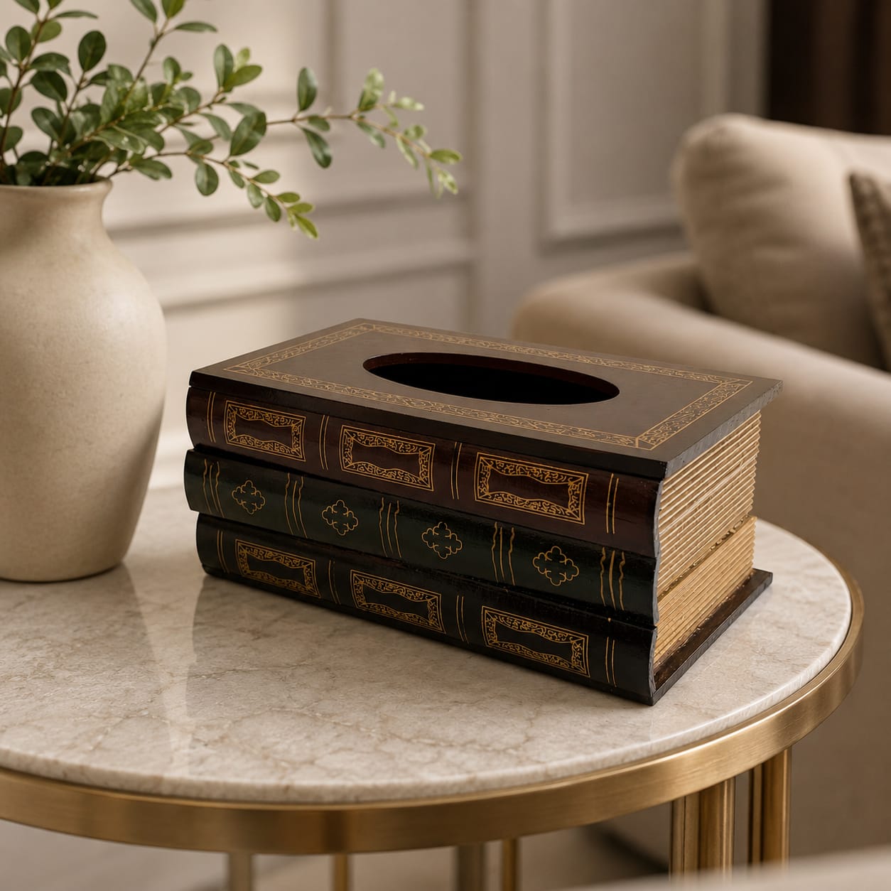 Vintage Stacked Book Tissue Box Cover