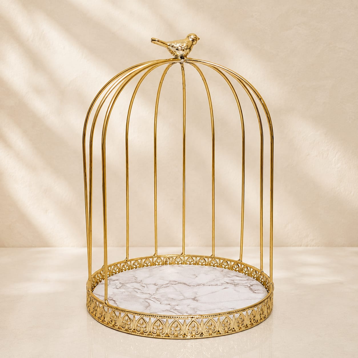 Golden Birdcage Vanity Stand & Display Tray