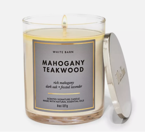 Mahogany Teakwood Scented Candle – Frosted Lavender